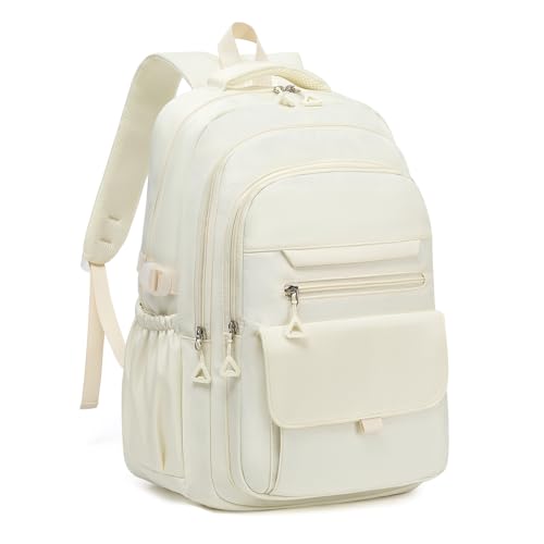 Phaoullzon Large 30L Backpack for Women, College Laptop School Backpacks for Men Business/Work/Travel Daypack - color: Beige, size: X-Large (18.5 Inch)