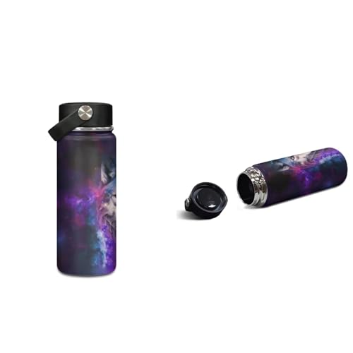 ZOUTAIRONG Galaxy Wolf School Bag Set and Durable Thermos Two Piece Backpack Set Mini Water Up and School Bags with 2 Side Pockets - color: Galaxy Wolf