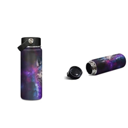 ZOUTAIRONG Galaxy Wolf School Bag Set and Durable Thermos Two Piece Backpack Set Mini Water Up and School Bags with 2 Side Pockets - color: Galaxy Wolf