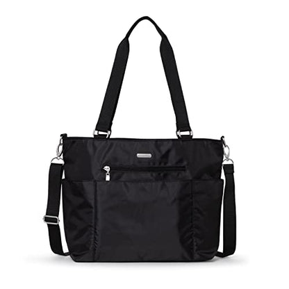 Baggallini Essential Laptop Tote - Work Tote Bag with Laptop Sleeve - Lightweight Travel Crossbody Shoulder Bag for Women - color: Black