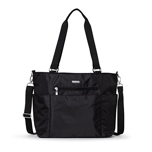 Baggallini Essential Laptop Tote - Work Tote Bag with Laptop Sleeve - Lightweight Travel Crossbody Shoulder Bag for Women - color: Black