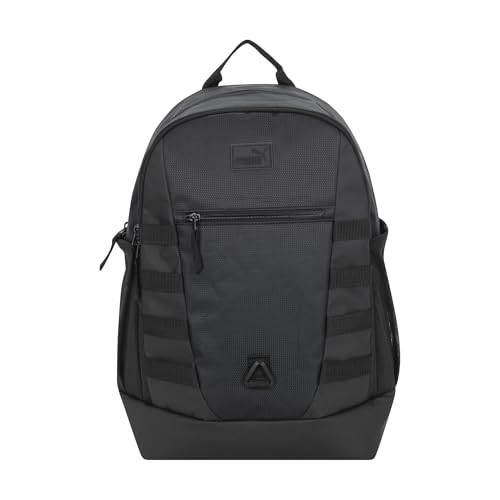 PUMA Fluid Backpack in Performance Airmesh with Laptop Sleeve & Padded Adjustable Straps, Black/Silver, One Size - color: Black/Silver