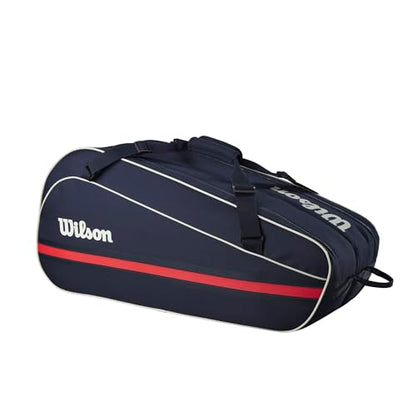 WILSON 2025 Team Tennis Racket Bags - color: Navy/Red, size: Holds up to 6 Rackets