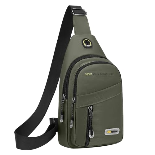 Waterproof Sling Bag for Men Women,Lightweight Crossbody Small Backpack,Shoulder Chest Bag for Travel Hiking - color: Olive Green