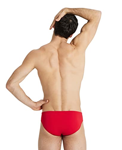 Arena Men's Team Solid Swim Brief MaxLife Athletic Swimwear Professional Swimsuit Bathing Suit - color: Red/White, size: 20