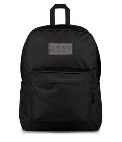JanSport SuperBreak Plus Backpack with Padded 15-inch Laptop Sleeve and Integrated Bottle Pocket - Spacious and Durable Daypack for Work and Travel - Monochrome Black - color: Monochrome Black