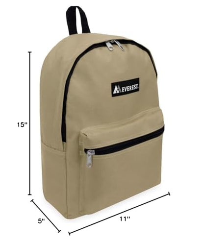 Everest 1045K Basic Backpack, 15", Khaki - color: Khaki