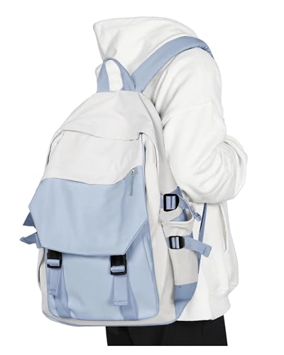 coowoz School Bag Lightweight Casual Daypack College Laptop Backpack for Men Women Water Resistant Travel Rucksack for Sports High School Middle Bookbag for girls(Blue white) - color: Blue White, size: Small