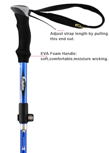 A ALAFEN Aluminum Collapsible Ultralight Travel Trekking Hiking Pole for Men and Women (Fits 5'3" - 6'2") - color: P1_Blue