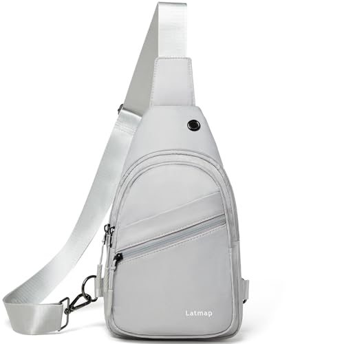 LATMAP 7L Sling Bag For Women Faux Leather Anti Theft Small Casual Daypack Backpack Fanny Pack Crossbody Chest Bags Purse Waterproof Light Grey - color: 7l-nylon-light Grey