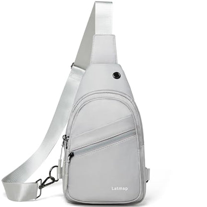 LATMAP 7L Sling Bag For Women Faux Leather Anti Theft Small Casual Daypack Backpack Fanny Pack Crossbody Chest Bags Purse Waterproof Light Grey - color: 7l-nylon-light Grey