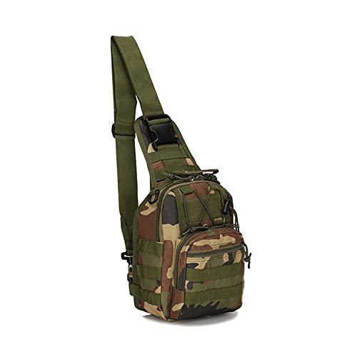 Outdoor Sports Hiking Sling Bag Shoulder Pack Camouflage Tactical Molle Combat Chest Bag - color: Woodland