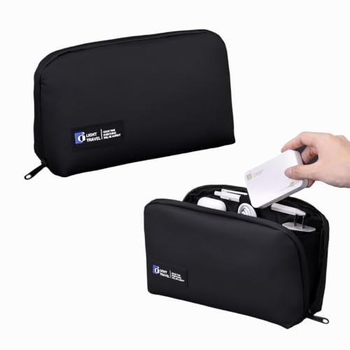 Electronics Organizer Bag, Travel Digital Storage Pouch for Cable, Cord, Earphone, USB Flash Drive, Power Bank, Hard Drive, Portable Tech Travel Case with Multi-Compartment (Black) - color: Black