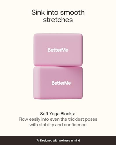 BetterMe Yoga Blocks Set of 2 – High Density Foam Yoga Blocks for Stretching, Pilates & Workouts – Lightweight Non-Slip Exercise Blocks for Flexibility & Balance - color: Raspberry Pink