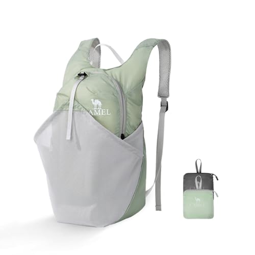 CAMEL CROWN Foldable Hiking Backpack Lightweight Travel Backpack Waterproof Small packable backpack Men's and Women's Green-15L - color: Green-15l