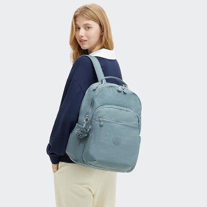 Kipling Women's Seoul 15" Laptop Backpack, Durable, Roomy with Padded Shoulder Straps, Built-In Protective Sleeve - color: Relaxed Grey, size: 12.75''L x 17.25''H x 8''D