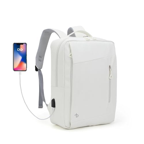 BESMART Laptop Backpack for Travel Water Resistant, Slim College Backpack for Men/Women, 15.6" Laptop Business Backpack with USB Charging Port(Beige) - color: Beige