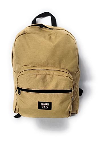 Backpack With Front Pockets To Carry Heavy Books,University Backpack With Padded Shoulder Straps Made in USA. (Khaki)