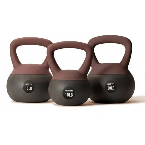 WeGym Soft Kettlebells with Cushioned Impact-Resistant Base and Anti-Slip, Wide-Grip Handle for Home Workouts, Weightlifting, and Full Body Strength Training - color: Pink-3 PCS, style: 10+15+20LB