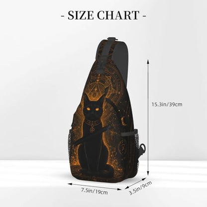 Sling Backpack Unisex Crossbody Chest Bag Shoulder Chest Bag For Women Men Hiking Travel - color: Black Cat