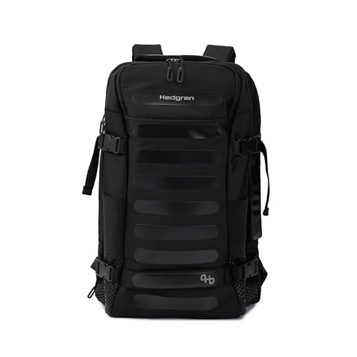 Hedgren TRIP LARGE Travel Backpack – Expandable, Water-Repellent RPET, Carry-On with RFID Protection, Laptop & Clothing Compartments, Rain Cover & Smart Sleeve - 36.2 L (Black) - color: Black
