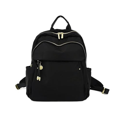 M-ioi-M Small Backpack Purse for Women, Fashion Nylon Daypack with Gold Hardware, Lightweight Water-Resistant Casual Commuting Bag for Work, College, City Walks, Fits up to 12" Tablet (Black, Small) - color: Black,small