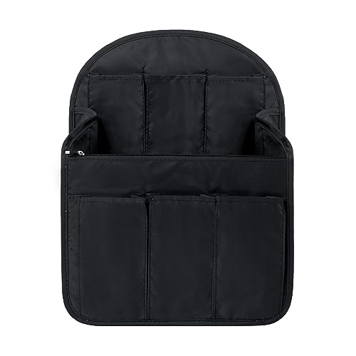 Surblue Backpack Organizer Insert Liner Hanging Travel Rucksack Purse and Handbag Insert Pocket, High-capacity Divider Foldable Nylon Shoulder Bag Organizer for Men and Women, (Black, L) - color: Black, size: L