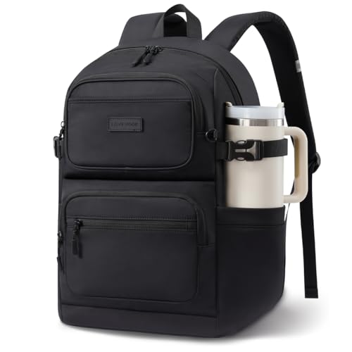 LOVEVOOK School Backpack for Teen Girls & College Students, Large Capacity Laptop Backpack with Water Bottle Holder, Lightweight Bookbag for School, Travel & Everyday Use, Black - color: Black, size: 15.6 inch