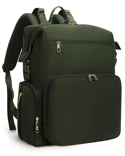 CEI-CEI Neoprene Diaper Bag Backpack with Insulated Pockets, Large Newborn Baby Maternity Bags Travel Tote with Changing Pad (Army Green) - color: Army Green