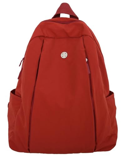 Nylon Backpack for Women Men, Waterproof Travel Backpack Purse Casual Daypack, Gym School Backpack for Daily Cycling (Red) - color: Red
