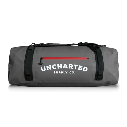 Uncharted Supply Co. The Vault Waterproof Duffel Bag - Airtight bag with Backpack Straps, Carry-On Size, Perfect for travel, boating, camping, recreation. (Gunmetal, 65L) - color: Gunmetal, size: 65L
