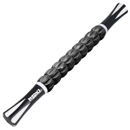 Muscle Roller Massage Roller Stick- Deep Tissue Fascia Blaster for Myofascial Pain Relief, Lymphatic Drainage & Body Sculpting, Handheld Physical Therapy & Recovery Tool (White black-18 inch) - color: White Black