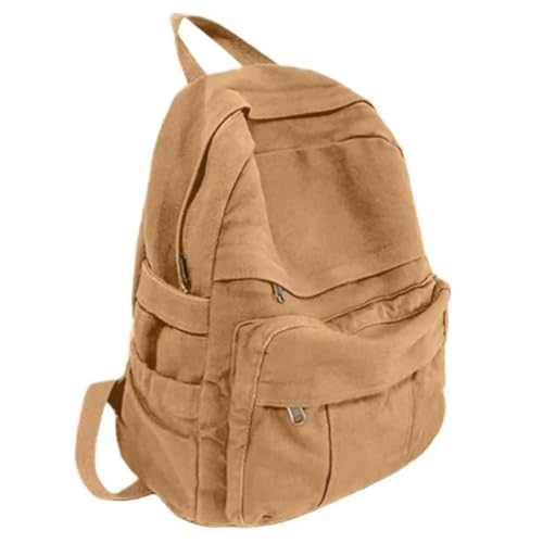 MaxxCloud Women's Heavy Cotton Canvas Laptop Backpack Lightweight Casual Hiking Daypack Travel Bag - color: Brown