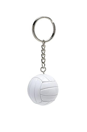Tandem Sport Volleyball Key Chain - Mini Volleyball On Key Ring - Volleyball Keychain for Backpacks, Gym Bags, Purses - Volleyball Themed Party Supplies - Gift for Volleyball Players - color: White Volleyball