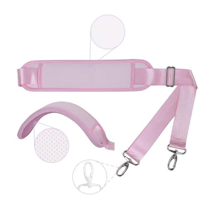 60 Inch Shoulder Strap with Removable Ultra-Thick Pad，Adjustable Buckles and Metal Hooks - color: Pink