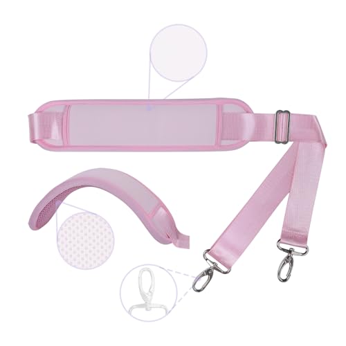 60 Inch Shoulder Strap with Removable Ultra-Thick Pad，Adjustable Buckles and Metal Hooks - color: Pink
