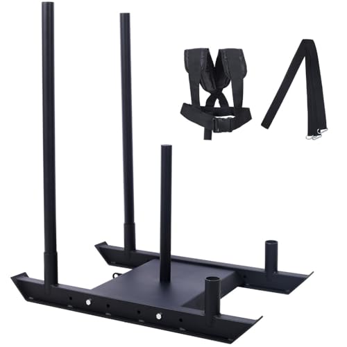 Weight Sled for Strength and Speed Training, Heavy Duty Push Pull Workout Sled for Athletic Conditioning, Power Sled for Turf and Grass, Compatible with 2" Olympic Weight Plates