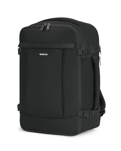 ECOHUB Travel Backpack Airlines Approved Personal Item Bag Carry On Backpack - color: Black, size: 17 inch underseat