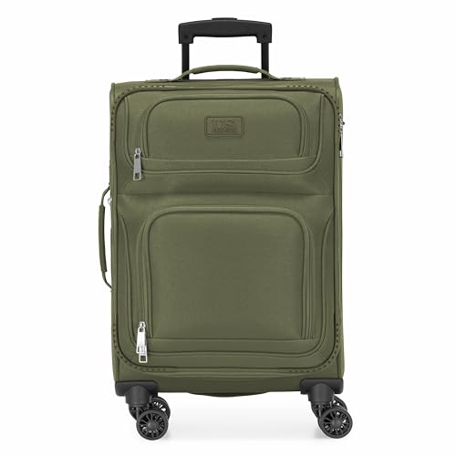 U.S. Traveler Rio Lightweight Softside Rolling Carry-on Suitcase, 4-Wheel Single, Green - color: Green, size: 22"