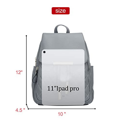 KKXIU Quilted Trendy Leather Backpack Purse for Women and Ladies Shoulder Travel Daypacks Bags (Grey) - color: Grey, style: Backpack