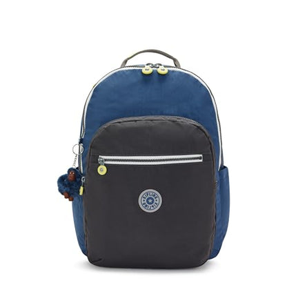 Kipling Women's Seoul Extra Large 17" Laptop Backpack, Durable, Roomy with Padded Shoulder Straps, Built-In Protective Sleeve - color: Fantasy Blue Block, size: 13.5''L x 17.75''H x 9''D