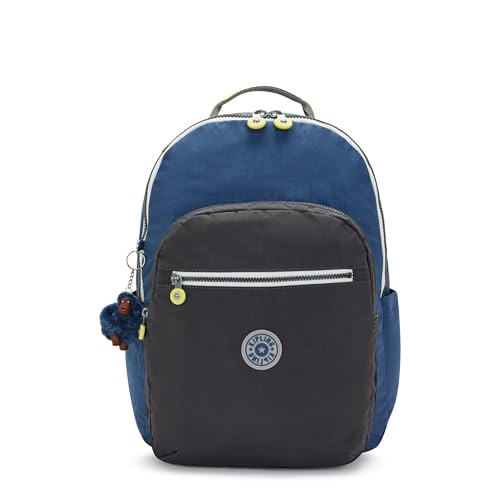 Kipling Women's Seoul Extra Large 17" Laptop Backpack, Durable, Roomy with Padded Shoulder Straps, Built-In Protective Sleeve - color: Fantasy Blue Block, size: 13.5''L x 17.75''H x 9''D