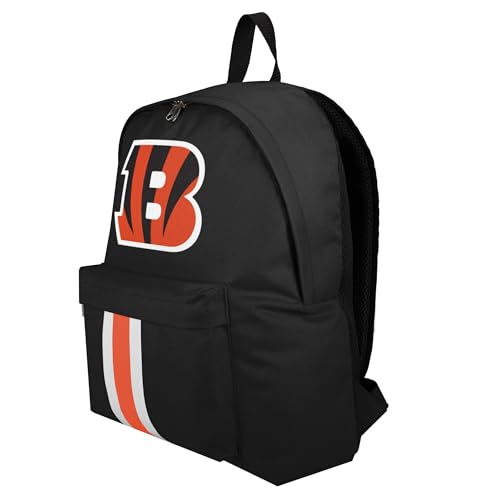 FOCO NFL Officially Licensed Team Color Primary Logo Solid Stripe Football School Bag Travel Backpack - Cincinnati Bengals - Black - color: Cincinnati Bengals