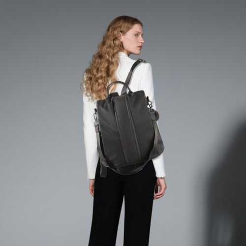 PINCNEL Women Backpack Purse Waterproof Nylon Anti-theft Rucksack Lightweight Shoulder Bag - color: Gray, size: Large