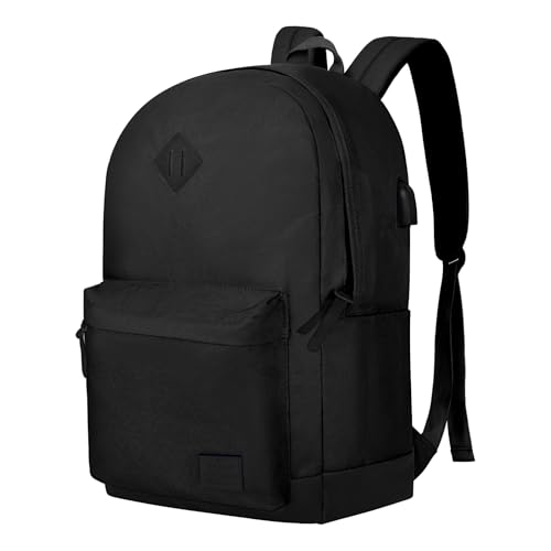 Goloni Backpack for Men Women,Travel Laptop Backpack, Water Resistant 17.3 Inch USB Charging Backpack, Large Capacity Work Commute Bag,All Black - color: All Black, size: Medium