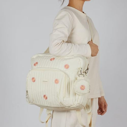 GOBABYMART Diaper Bag Backpack, Medium Maternity baby bag & Changing Pad, Insulated Pockets, Stroller Straps & Pacifier Case (Medium - Beige Flowers) - color: Medium - Beige Flowers