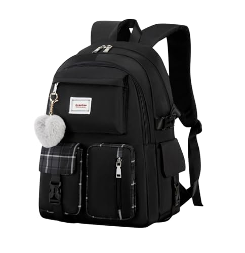 Acmebon Girl Roomy Fashion Laptop Backpack Casual Daily Backpack for Women Black - color: Black
