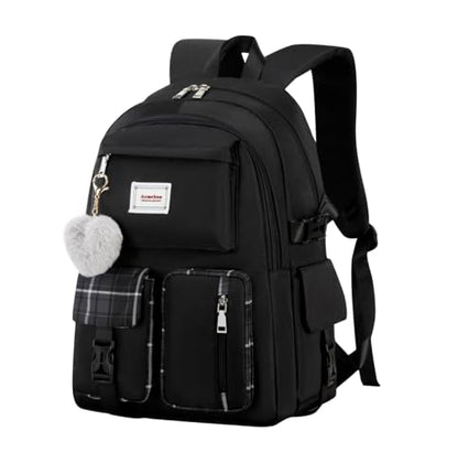 Acmebon Girl Roomy Fashion Laptop Backpack Casual Daily Backpack for Women Black - color: Black