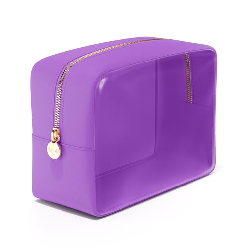 Embla Clear Large Makeup Bag Cute Big Make Up Nylon Pouches Travel Bathroom Bags for Toiletries XL Cosmetic Pouch for Women Girls Extra Large Zipper Toiletry Skincare Organizer Purple - color: Grape, size: Large