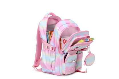 MOONBABY Girls Backpack, Kids Backpack for Girls, School bag for Primary Elementary Teenage, Middle School Students Bookbag - color: 3pcs-pink Planet